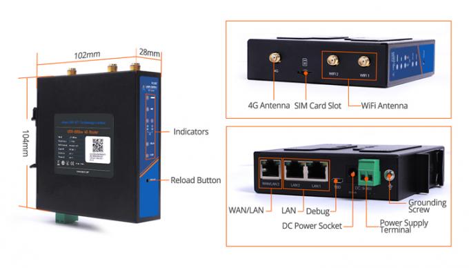 PUSR USR-G806W-E 4g Roteador Industrial OpenVPN Europa 2.4G Wi-Fi aprimorado 2*2 MIMO, até 300Mbps com slot de cartão SIM 11